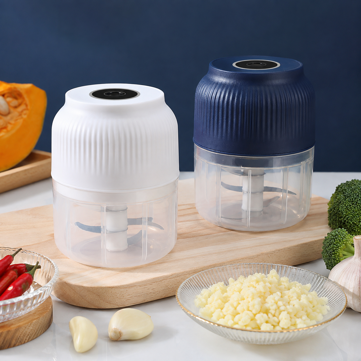 250ml Mini Wireless USB Rechargeable Electric Vegetable Chopper Garlic Crusher Food Chopper for Kitchen Gadgets for Garlic