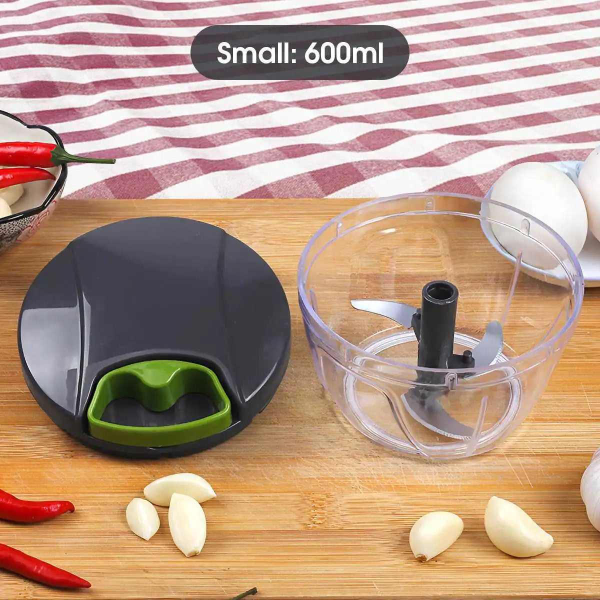 600/1000ML Manual Food Chopper Hand Pull String Vegetable Cutter Garlic Onion Food Processor