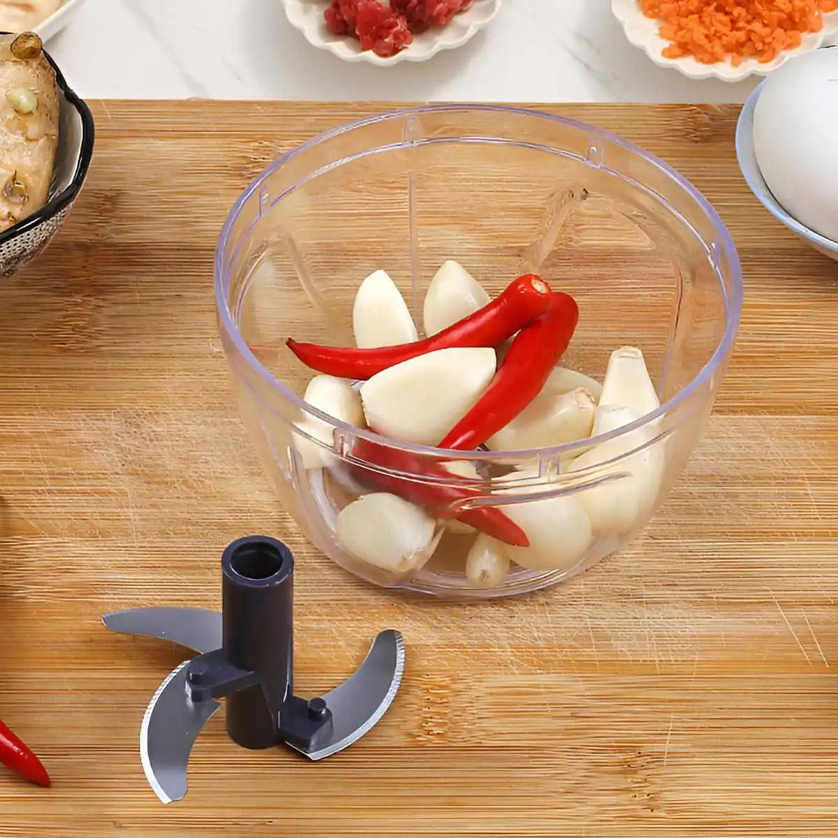 600/1000ML Manual Food Chopper Hand Pull String Vegetable Cutter Garlic Onion Food Processor
