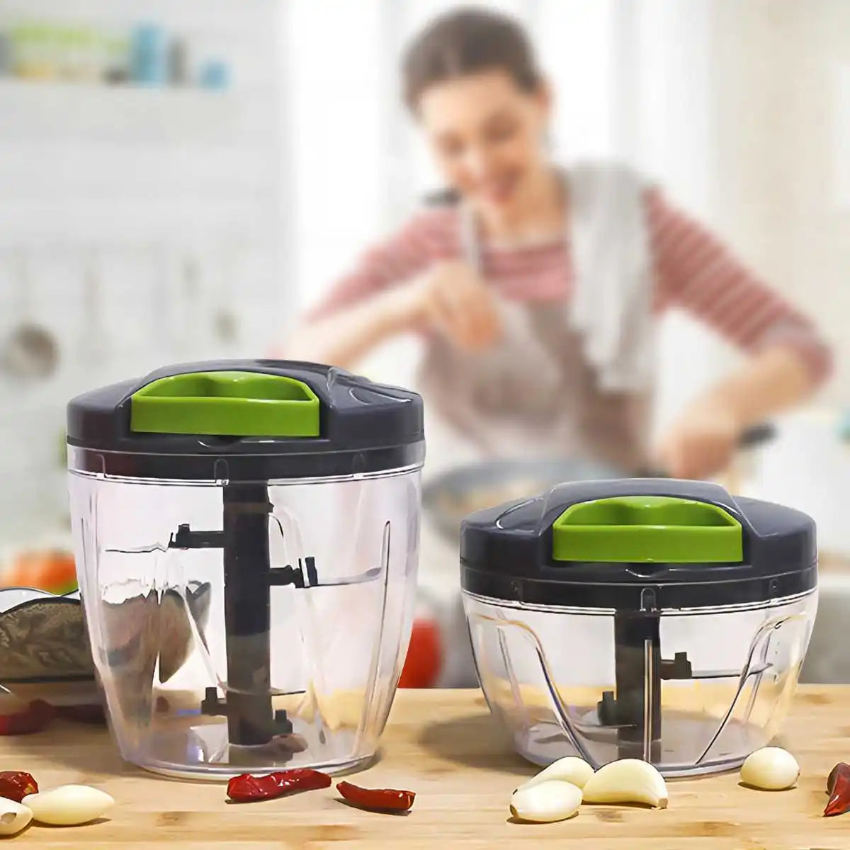 600/1000ML Manual Food Chopper Hand Pull String Vegetable Cutter Garlic Onion Food Processor