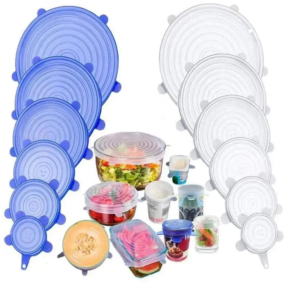 6PCS Reusable Silicone Stretch Lids Food Covers | Airtight Kitchen Storage