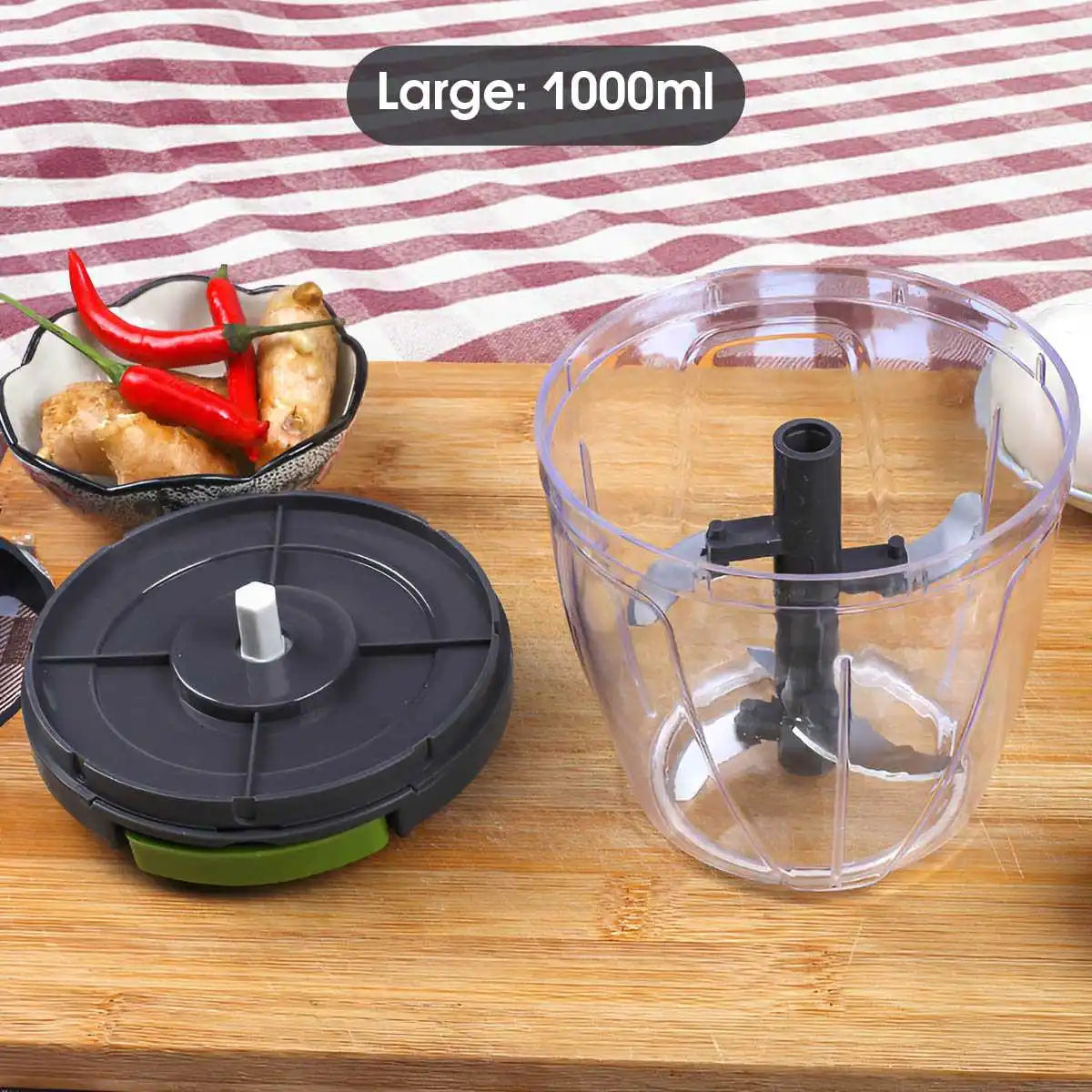 600/1000ML Manual Food Chopper Hand Pull String Vegetable Cutter Garlic Onion Food Processor