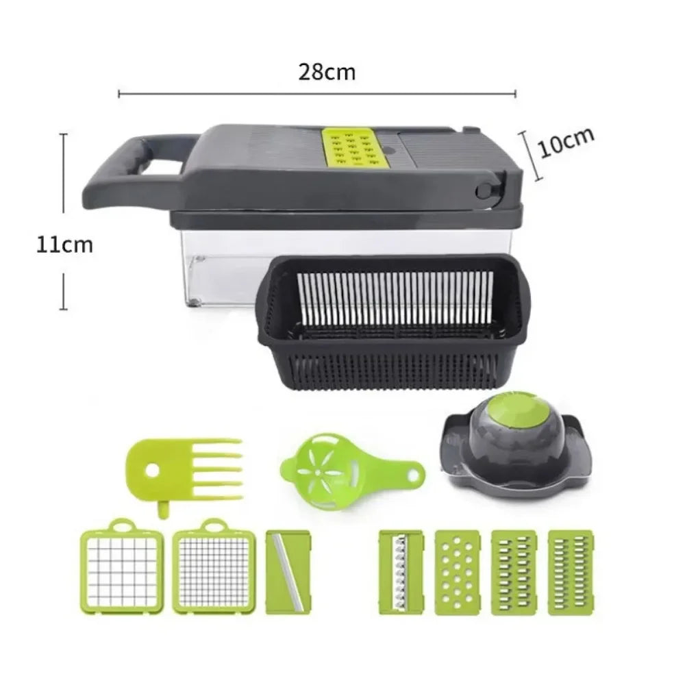 14-in-1 / 16-in-1 Multifunctional Vegetable Chopper & Slicer with Handle – Onion Dicer, Food Grater & Kitchen Cutter